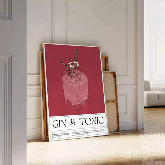 space captivating gin tonic cocktail poster rich black brown tones wall art thoughtful gift artwork style sophistication A4 cm A0 size today