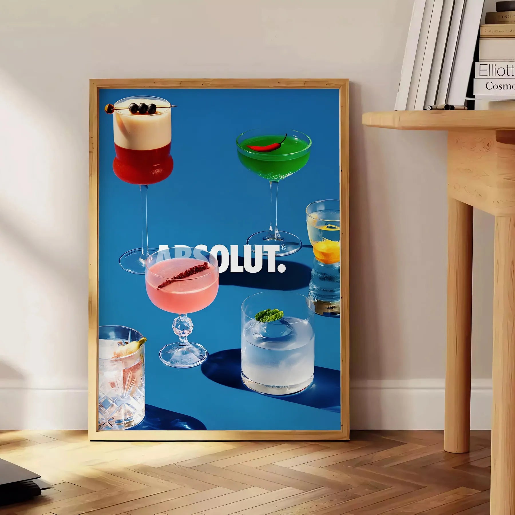 space stunning Absolut Cocktail Art poster bold black brown hues wall unique gift artwork essence style sophistication sizes A4 cm A0 perfect fit