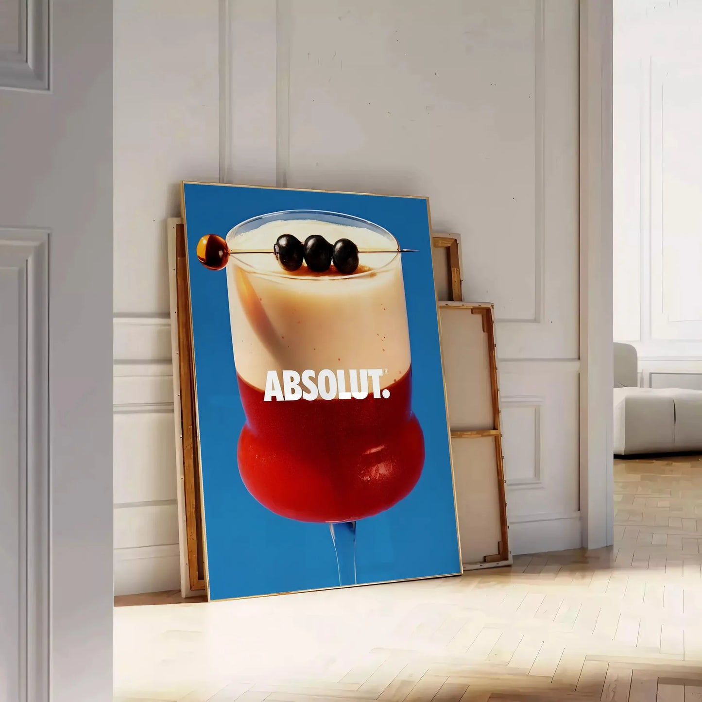 space vibrant Absolute Cocktail poster rich brown blue hues wall art unique gift print stylish touch room unframed formats