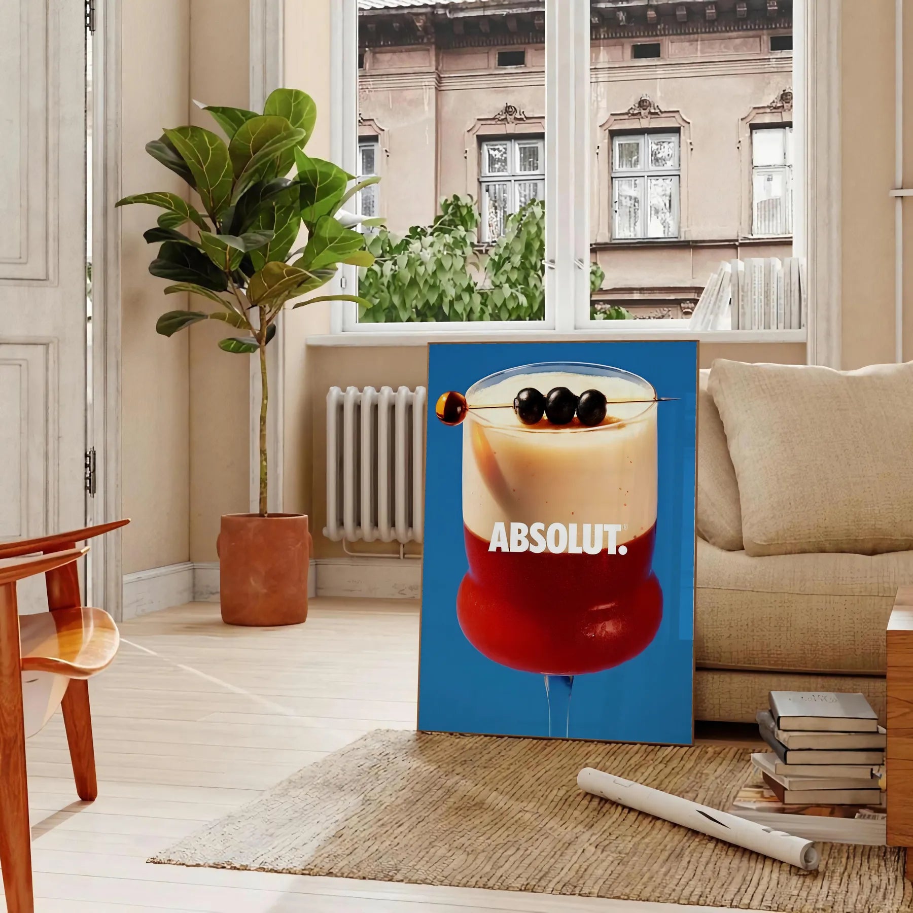 space vibrant Absolute Cocktail poster rich brown blue hues wall art unique gift print stylish touch room unframed formats