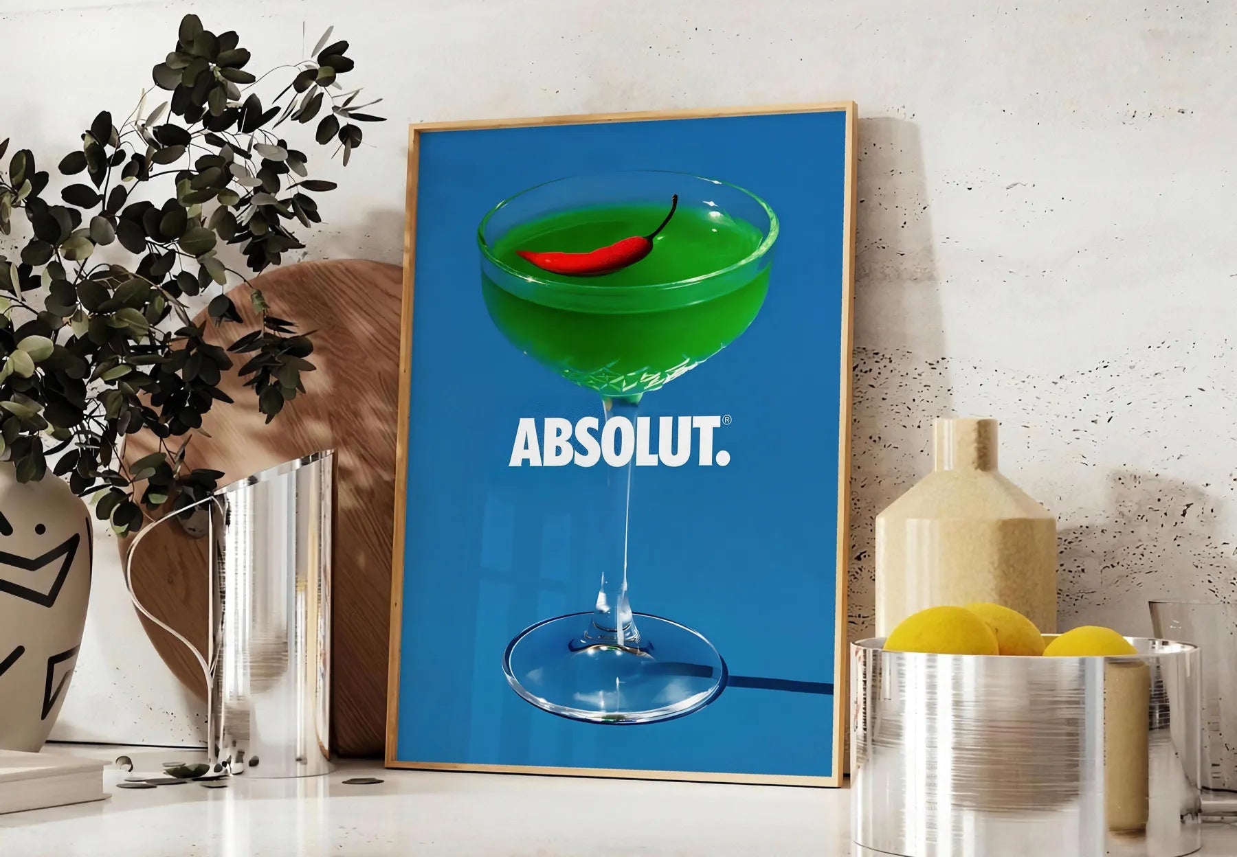 space eye Absolut cocktail poster rich brown vibrant green hues stunning wall art perfect gift enthusiasts splash creativity decor range sizes A4 cm A0
