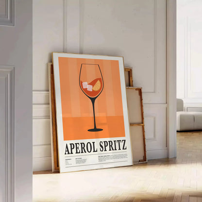 space vibrant Aperol Spritz cocktail poster orange black hues captivating wall art ideal gift stunning addition home decor sizes A4 cm A0