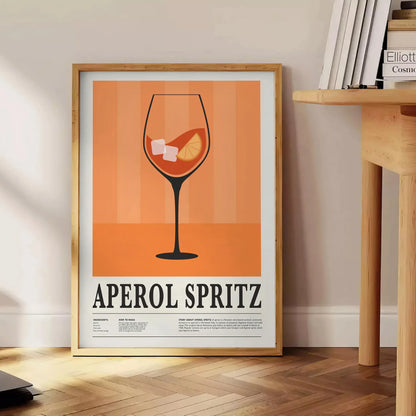space vibrant Aperol Spritz cocktail poster orange black hues captivating wall art ideal gift stunning addition home decor sizes A4 cm A0