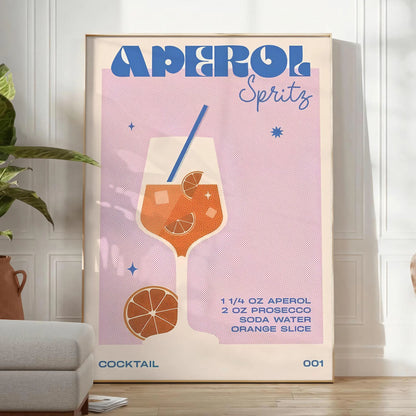 space vibrant Aperol Spritz Cocktail poster stunning blend orange gray wall art enthusiasts artwork ideal gift