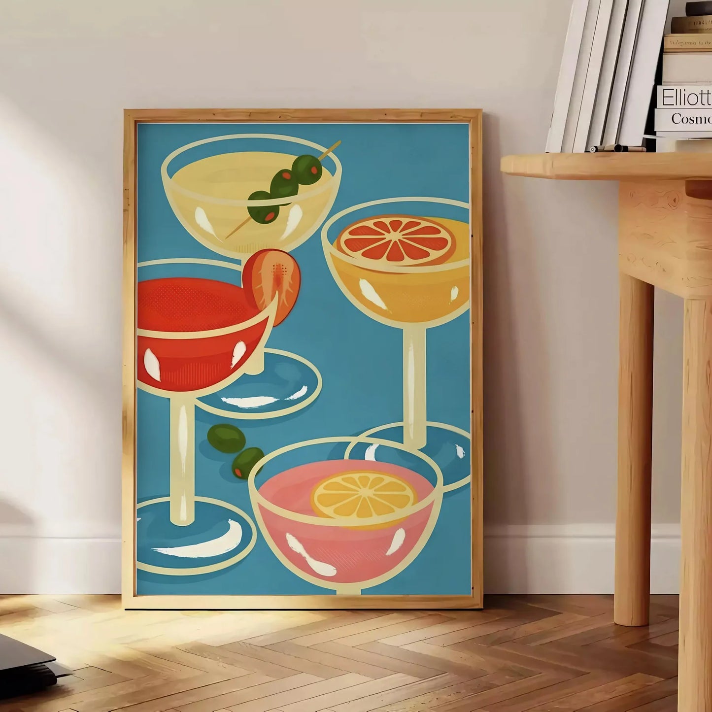space captivating cocktail party poster warm brown vibrant orange hues wall art piece ideal gift lovers enthusiasts versatile display options