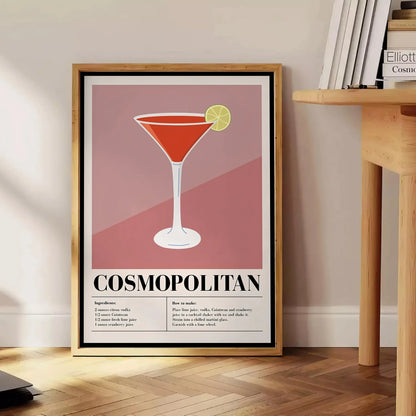 space stunning Cosmopolitan Cocktail poster rich black brown tones wall art perfect print modern decor unique gift stylish addition home style