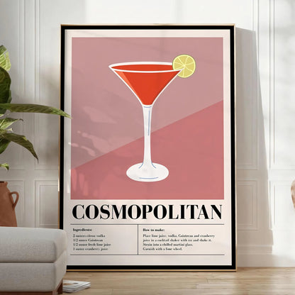 space stunning Cosmopolitan Cocktail poster rich black brown tones wall art perfect print modern decor unique gift stylish addition home style