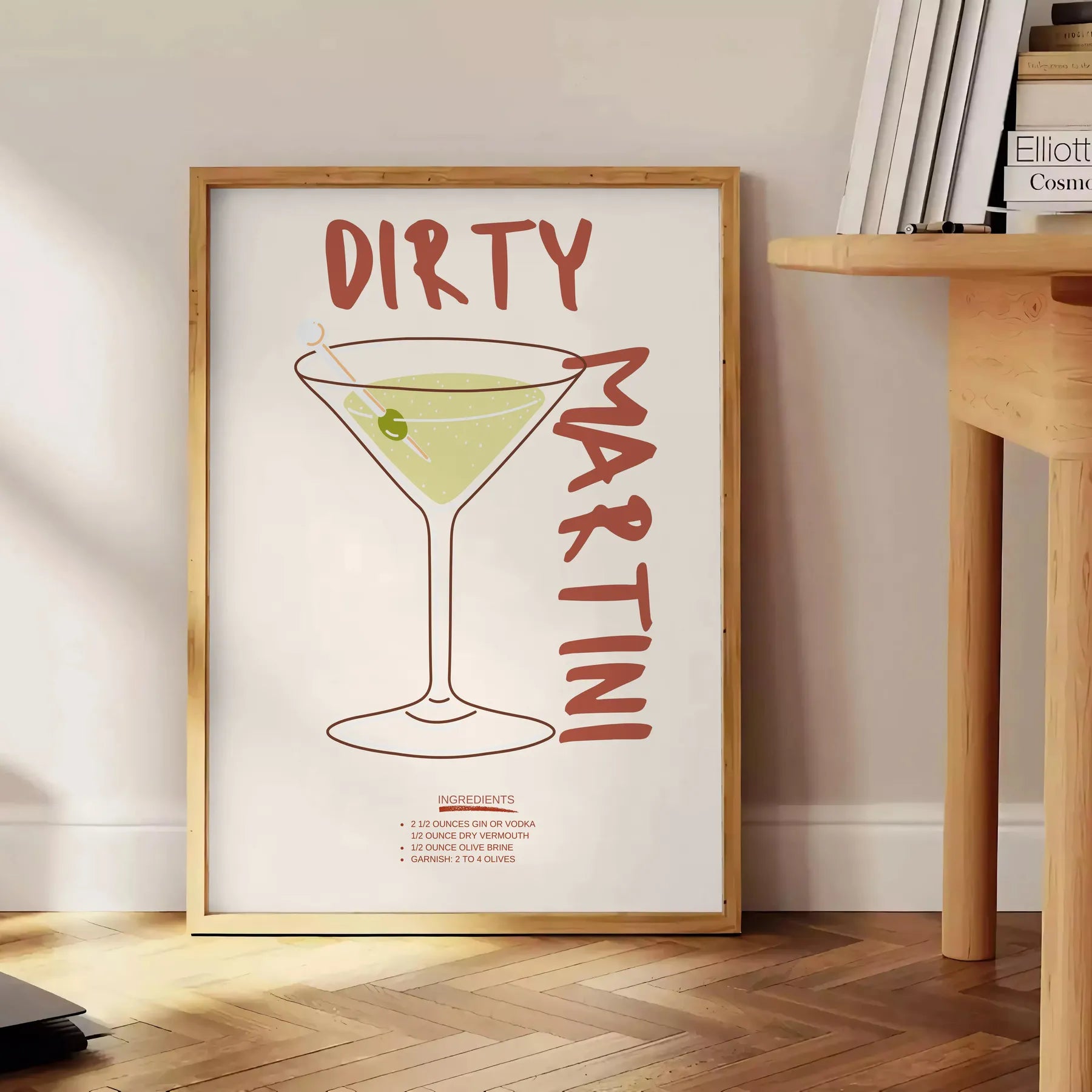 decor Dirty Martini Cocktail Poster chic blend white gray tones captivating wall art perfect lovers ideal gift space style sophistication standalone print