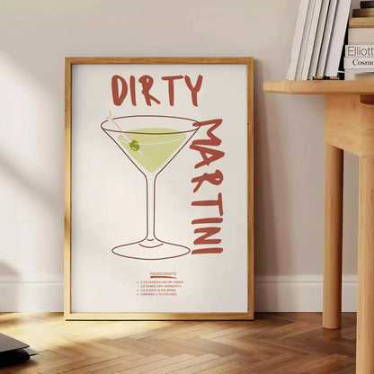 decor Dirty Martini Cocktail Poster chic blend white gray tones captivating wall art perfect lovers ideal gift space style sophistication standalone print