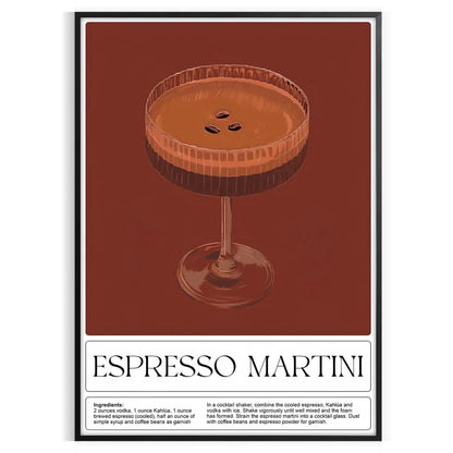 perfect blend flavor art Espresso Martini cocktail poster rich browns vibrant greens stunning wall ideal gift enthusiasts space