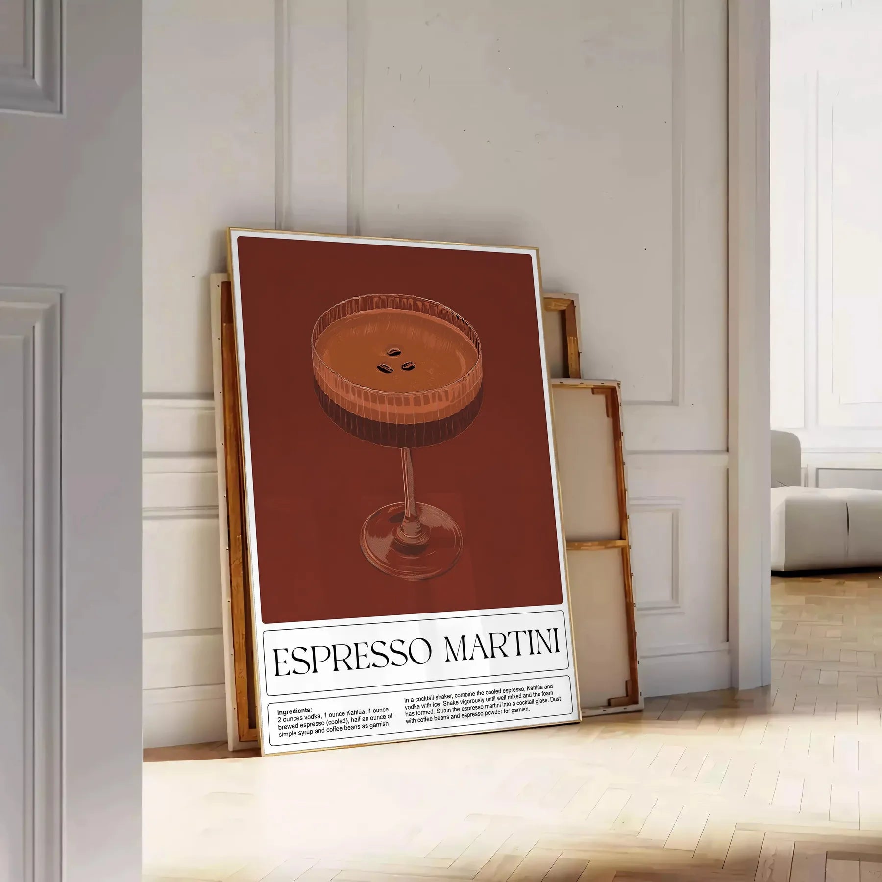 perfect blend flavor art Espresso Martini cocktail poster rich browns vibrant greens stunning wall ideal gift enthusiasts space