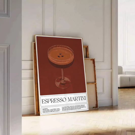 perfect blend flavor art Espresso Martini cocktail poster rich browns vibrant greens stunning wall ideal gift enthusiasts space