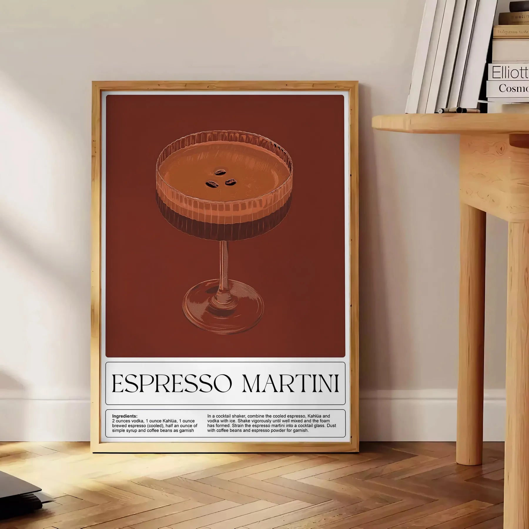 perfect blend flavor art Espresso Martini cocktail poster rich browns vibrant greens stunning wall ideal gift enthusiasts space