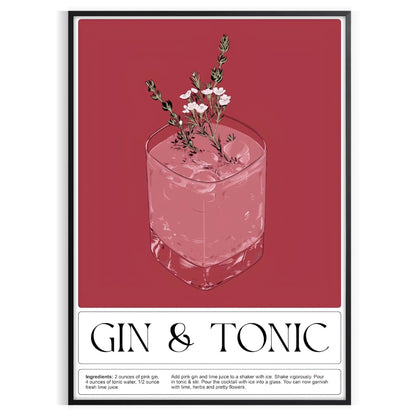 space captivating gin tonic cocktail poster rich black brown tones wall art thoughtful gift artwork style sophistication A4 cm A0 size today