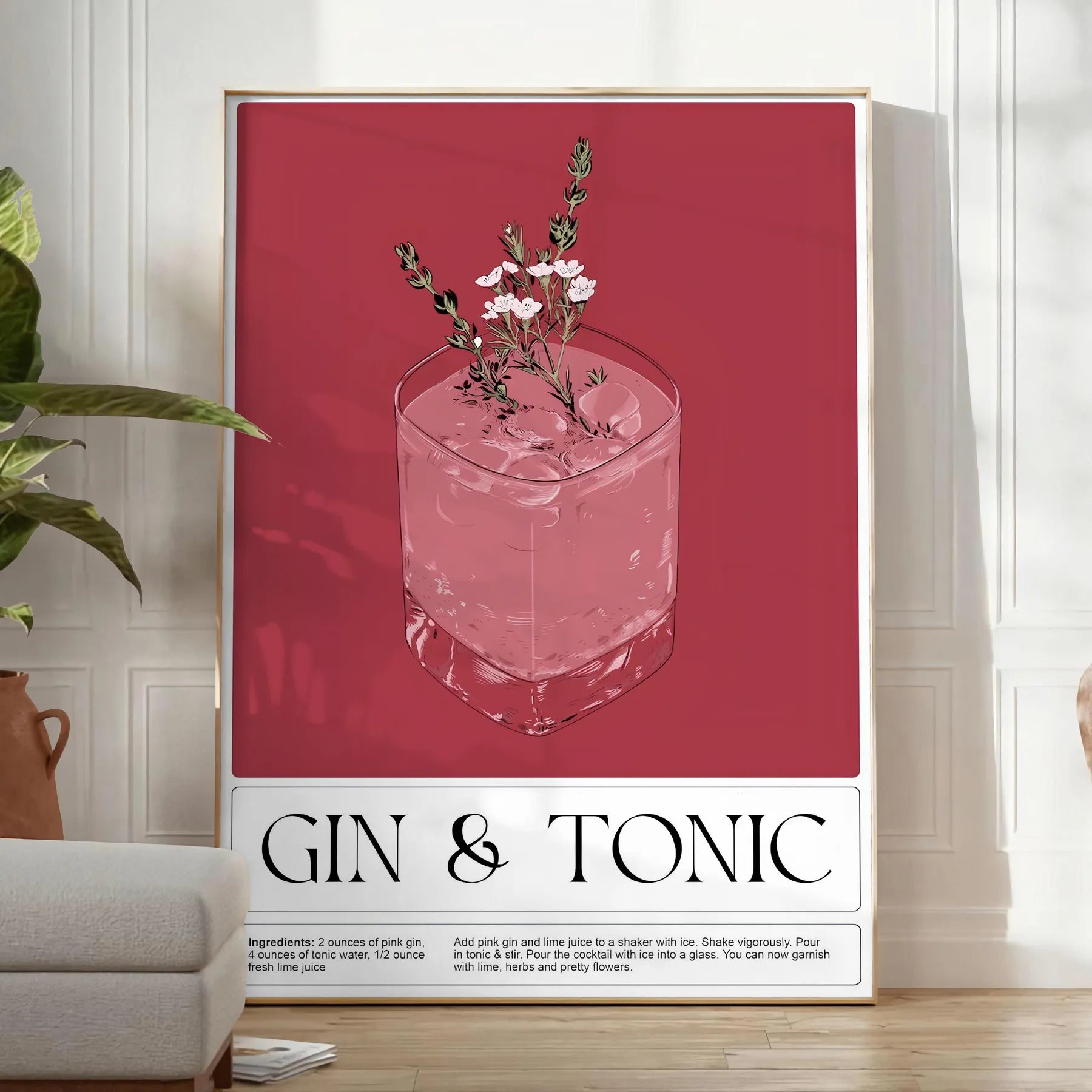 space captivating gin tonic cocktail poster rich black brown tones wall art thoughtful gift artwork style sophistication A4 cm A0 size today