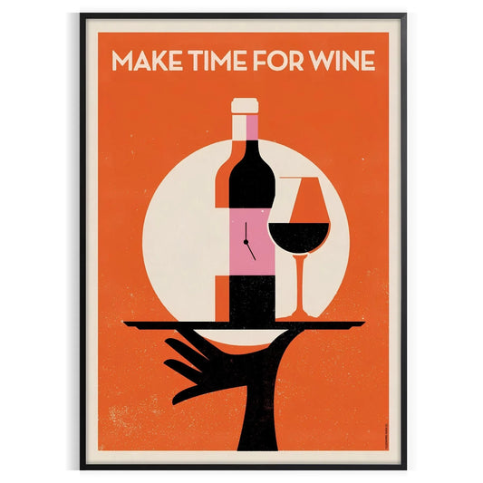 space chic Make Time Wine poster sophisticated black brown palette wall art perfect gift lovers touch elegance room Sizes A4 cm A0