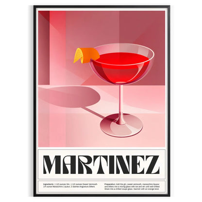 space Martinez Cocktail Poster sleek black brown design wall art unique gift print elegance decor sizes A4 cm A0 enthusiasts lovers