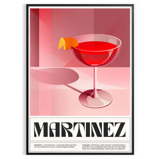space Martinez Cocktail Poster sleek black brown design wall art unique gift print elegance decor sizes A4 cm A0 enthusiasts lovers