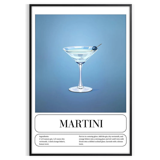 space striking Martini Cocktail poster sleek black vibrant green hues wall art unique gift artwork sophisticated touch room style