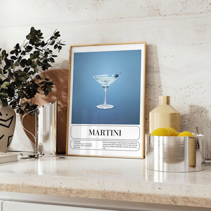 space striking Martini Cocktail poster sleek black vibrant green hues wall art unique gift artwork sophisticated touch room style