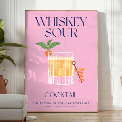 space Whiskey Sour Cocktail Art Poster vibrant yellow blue hues stunning wall splash sophistication unique gift decor A4 cm A0 sizes